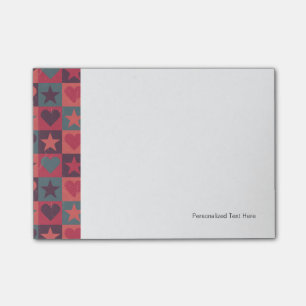 Hearts And Stars Pattern Pink Post-it Notes