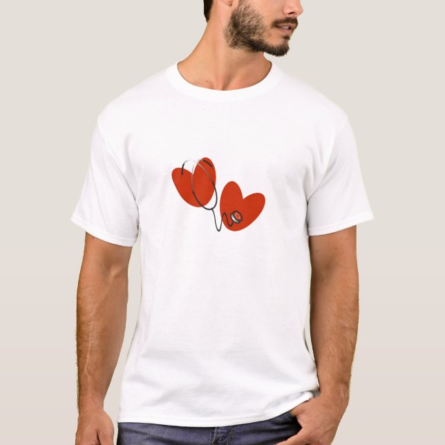 Hearts and Stethoscope T-shirts and Gifts (Front)