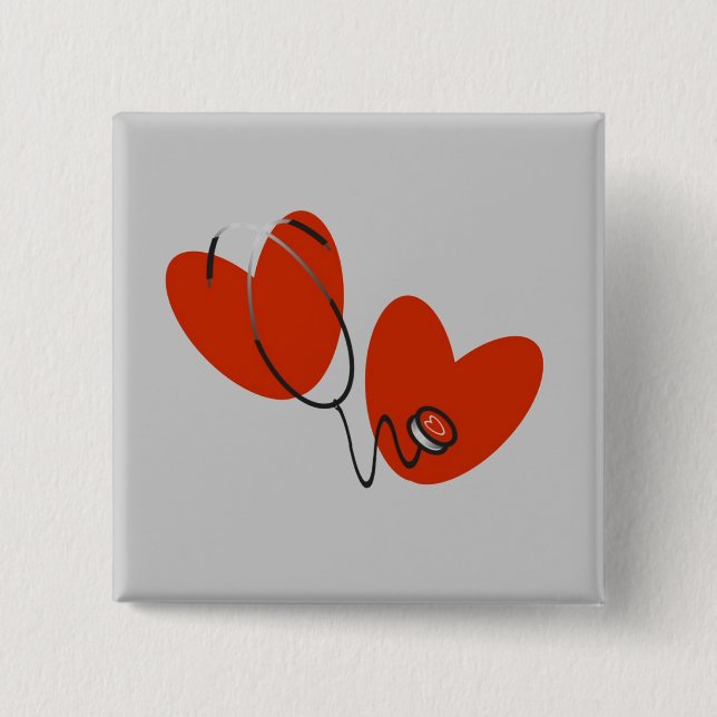 Hearts and Stethoscope T-shirts and Gifts 15 Cm Square Badge (Front)