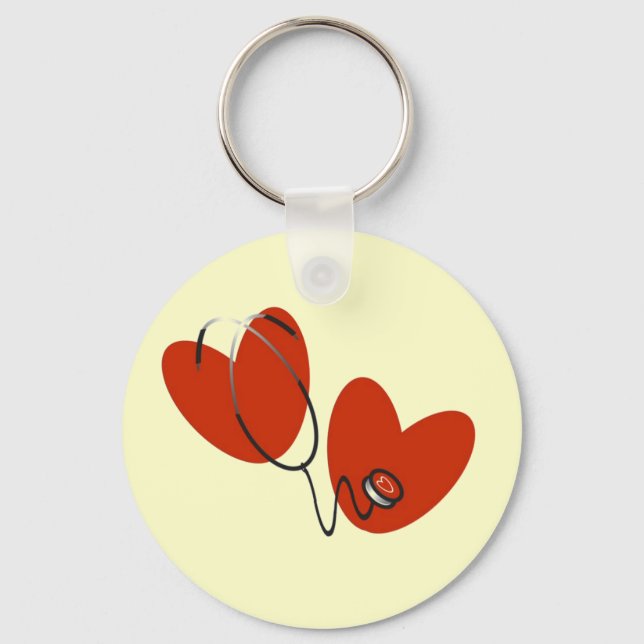 Hearts and Stethoscope T-shirts and Gifts Key Ring (Front)
