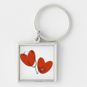 Hearts and Stethoscope T-shirts and Gifts Key Ring