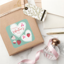 Hearts and Strawberries Happy Valentines Day 