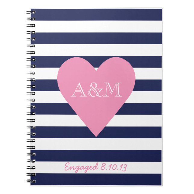 Hearts and Stripes Engaged Notebook (Front)