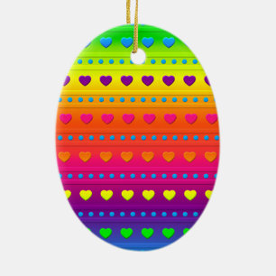 Hearts and Stripes OVAL ORNAMENT