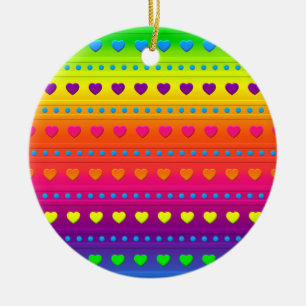 Hearts and Stripes ROUND ORNAMENT