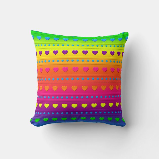 Hearts and Stripes- Square Throw Pillow (Front)