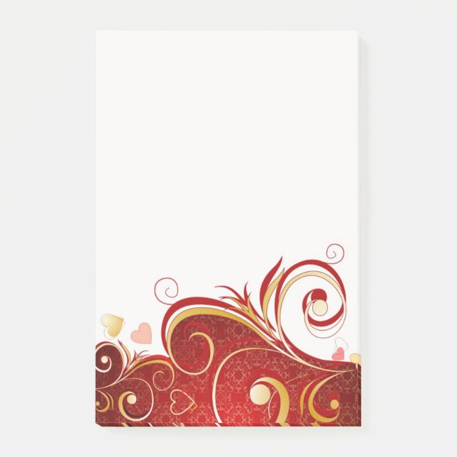 Hearts and Swirls Post-it Notes (Front)
