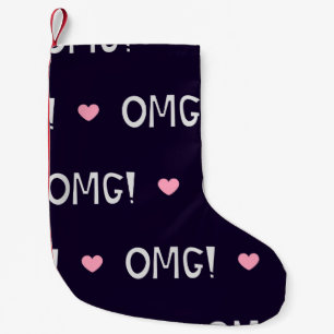 Hearts and the letterings seamless pattern small christmas stocking