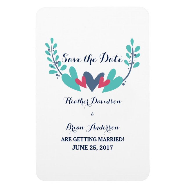Hearts and Vines Save the Date Flexi Magnet (Vertical)
