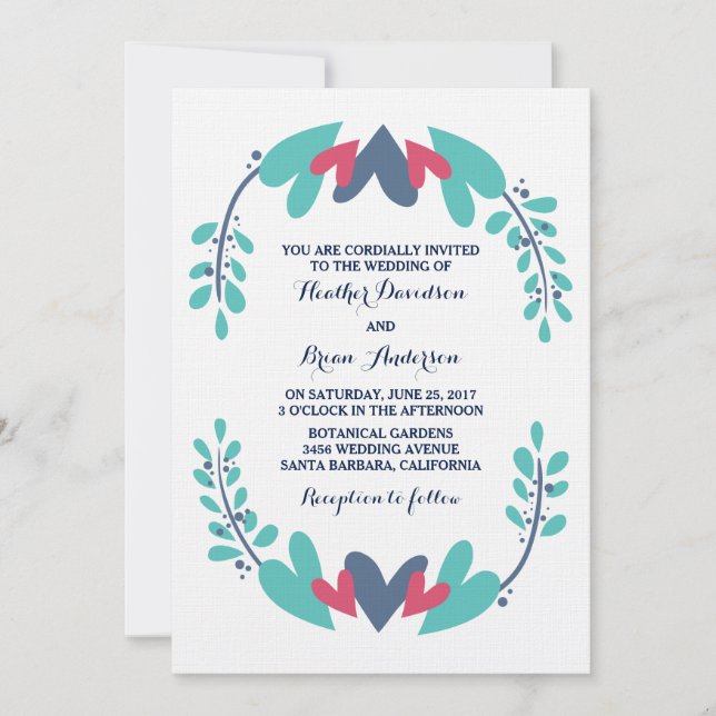 Hearts and Vines Wedding Invite (Front)