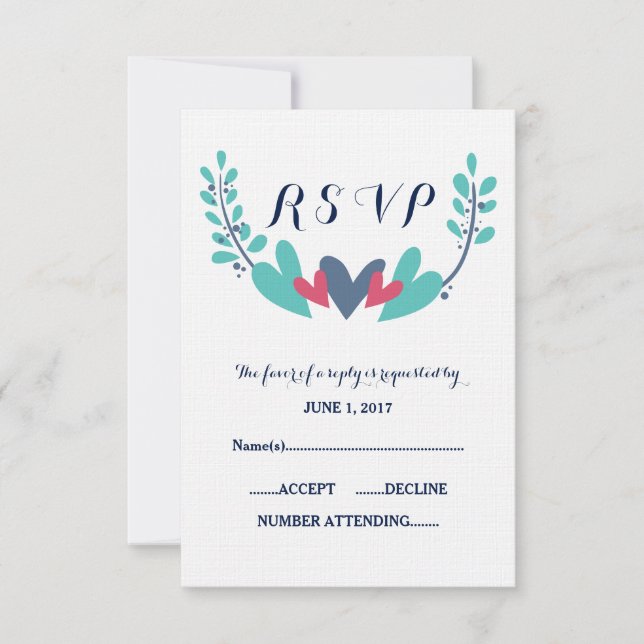 Hearts and Vines Wedding RSVP Card (Front)
