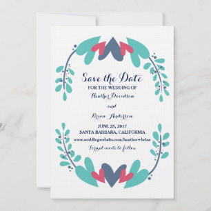 Hearts and Vines Wedding Save the Date Invite