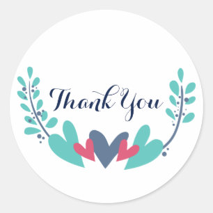 Hearts and Vines Wedding Thank You Stickers