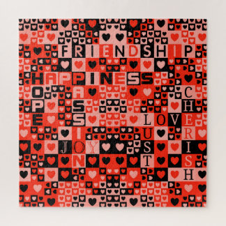 Hearts and Words Art Jigsaw Puzzle