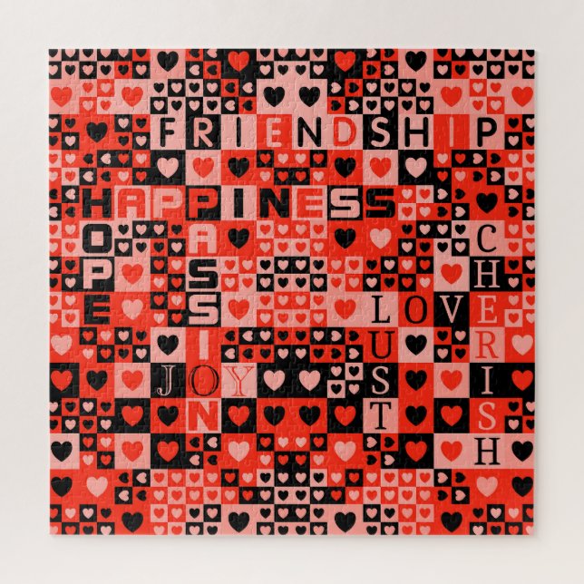 Hearts and Words Art Jigsaw Puzzle (Vertical)