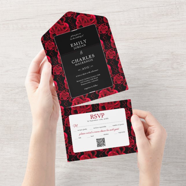 Hearts Aplenty All in One Wedding Invite (Tearaway)