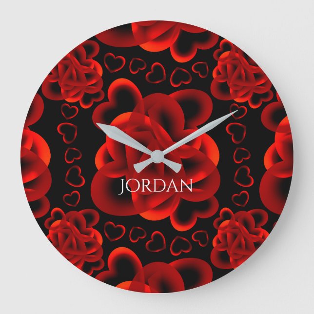 Hearts Aplenty Pattern Large Clock (Front)