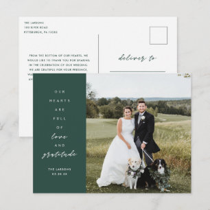 Hearts are Full Photo Wedding Thank You  Postcard