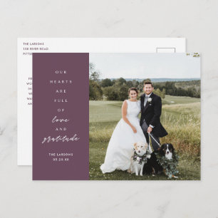 Hearts are Full Photo Wedding Thank You Postcard