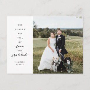 Hearts are Full Photo Wedding Thank You Postcard