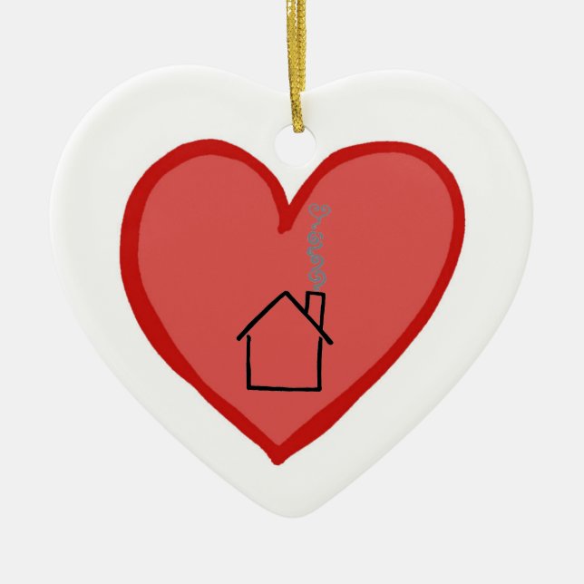 Hearts are Stronger Than Houses Ceramic Tree Decoration (Front)