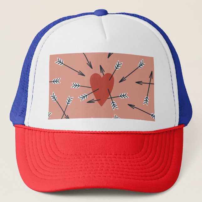 Hearts arrows hand-made. trucker hat (Front)