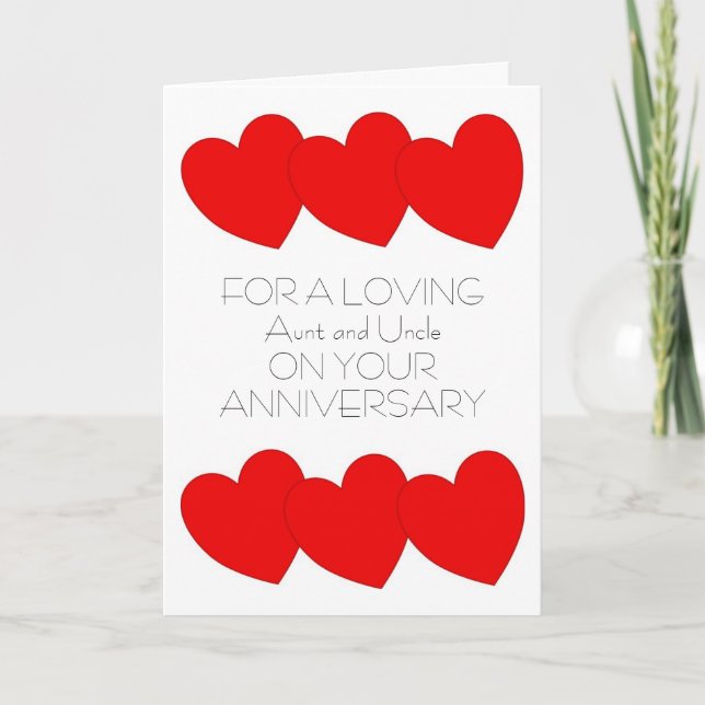 Hearts Aunt Uncle Personalised Wedding Anniversary Card (Front)