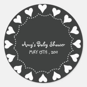 Hearts - BabYShower Stickers-5 Classic Round Sticker