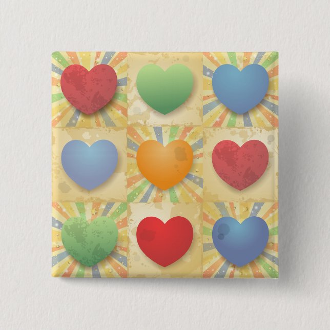Hearts background 15 cm square badge (Front)