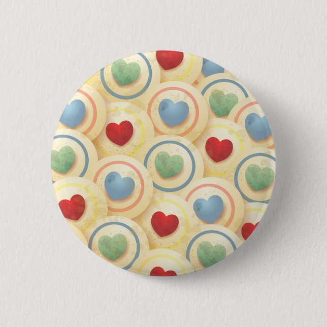 Hearts background 6 cm round badge (Front)