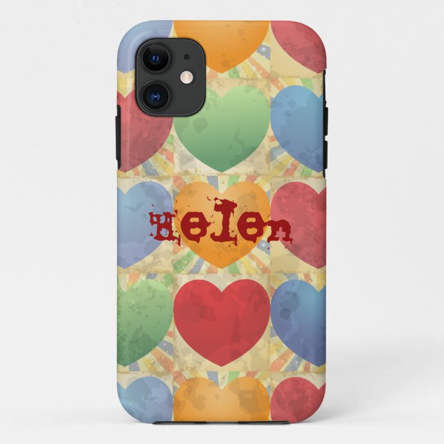 Hearts background and monogram Case-Mate iPhone case (Back)