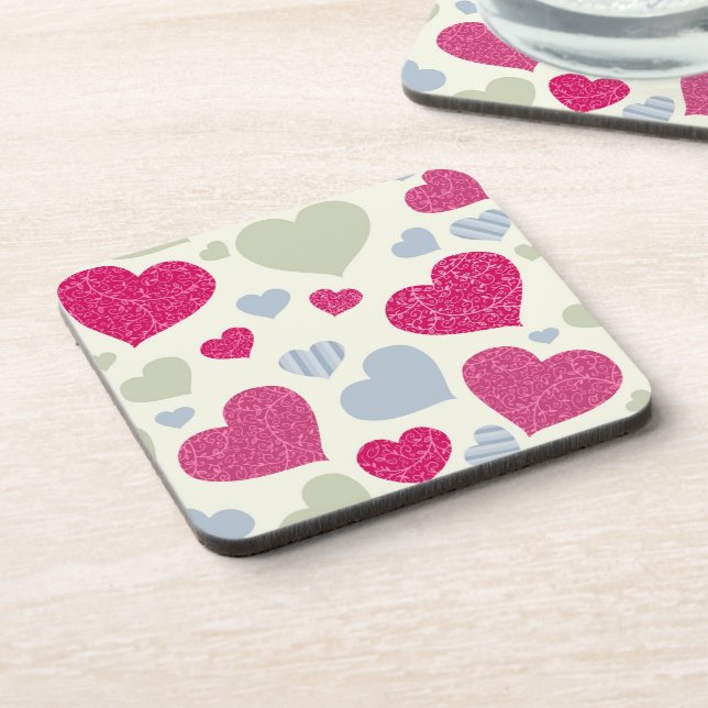 Hearts Background Coaster (Left Side)