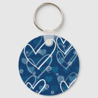 Hearts background in blue, keychain