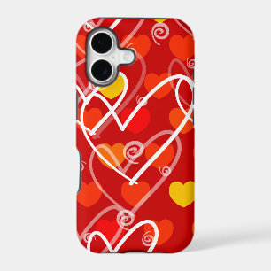 Hearts background in red, iPhone case