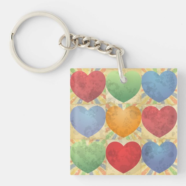 Hearts background key ring (Front)
