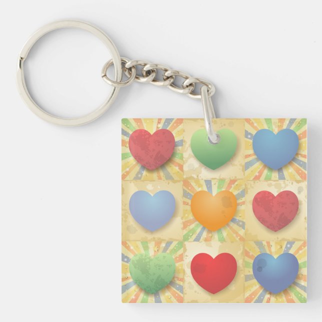 Hearts background key ring (Front)