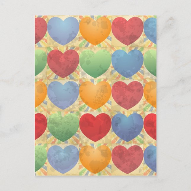 Hearts background postcard (Front)
