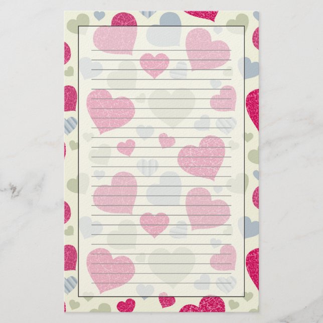 Hearts Background Stationery (Front)