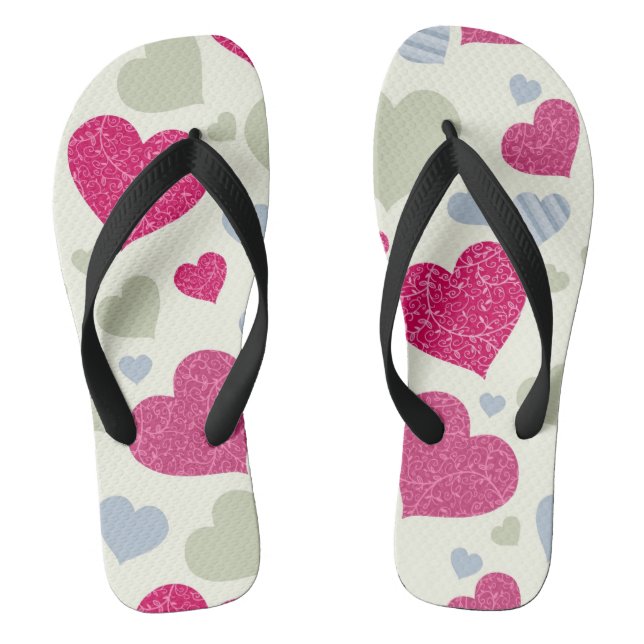 Hearts Background Thongs (Footbed)