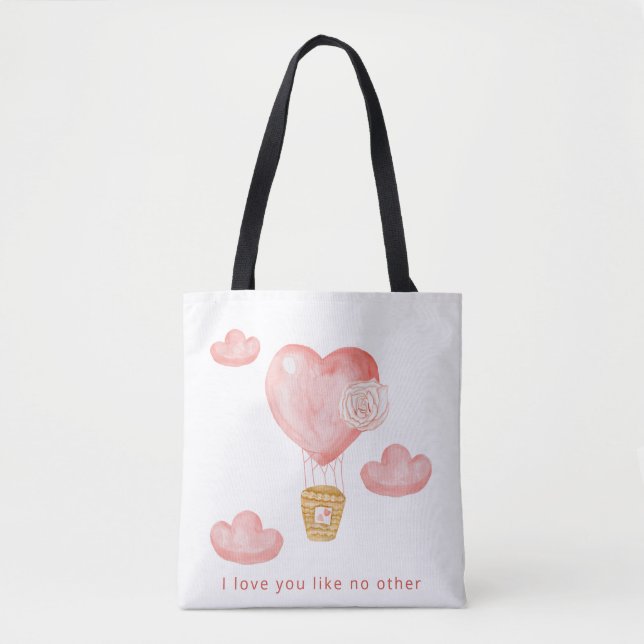 Hearts Balloon Valentine Personalised Photo  Tote Bag (Front)