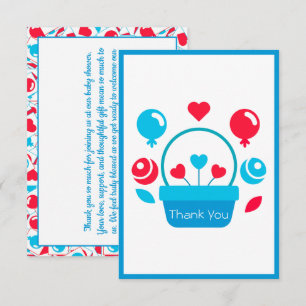 Hearts, Balloons and heart basket  Thank You Card