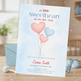 Hearts balloons Baby Shower Invitation