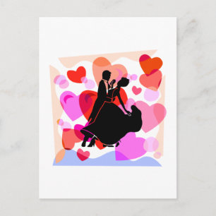 Hearts ballroom dancing postcard