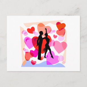 Hearts ballroom dancing postcard