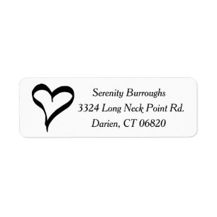 Hearts Black And White Love - Wedding, Engagement Return Address Label