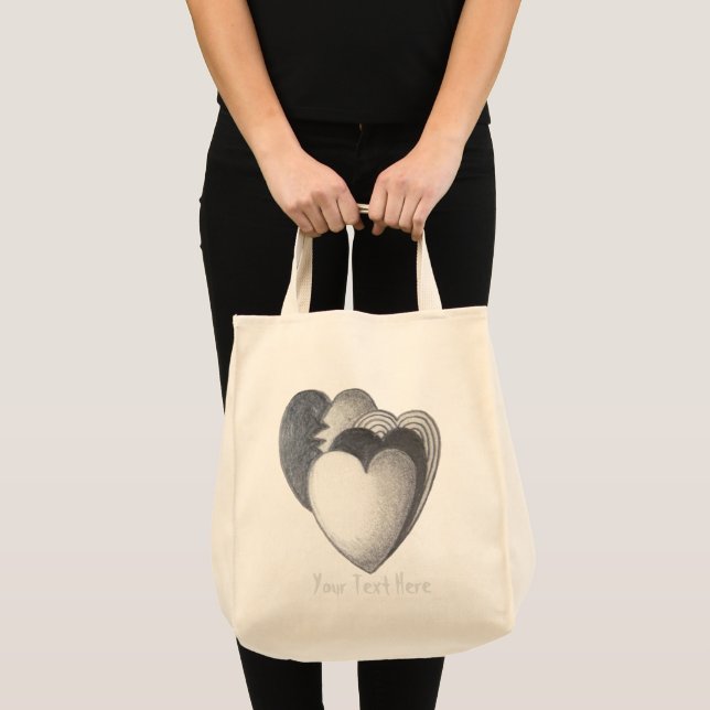 hearts black and white rough sketch original art tote bag (Front (Product))