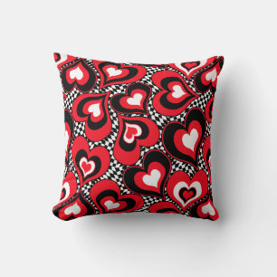 Hearts, black, red and white . cushion