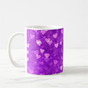 Hearts bokeh lights shapes purple coffee mug