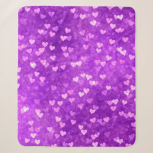 Hearts bokeh lights shapes purple sherpa blanket