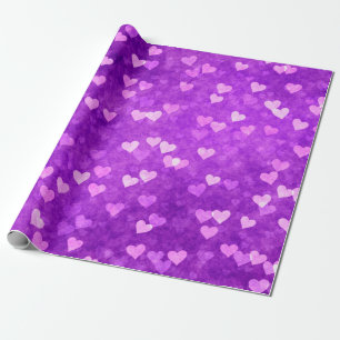 Hearts bokeh lights shapes purple wrapping paper